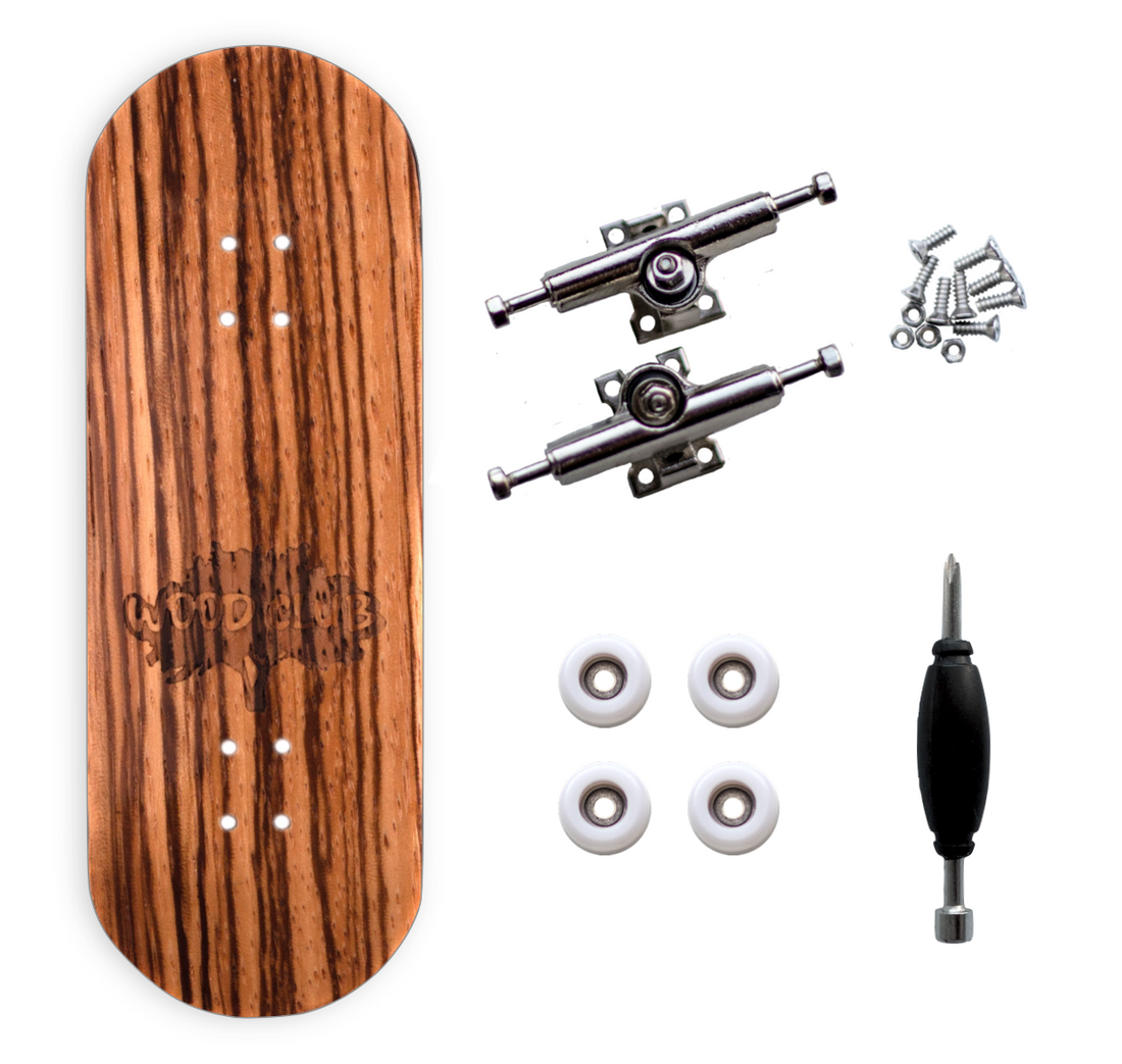 WoodClub Wooden Fingerboard 32mm - Natural Zebra