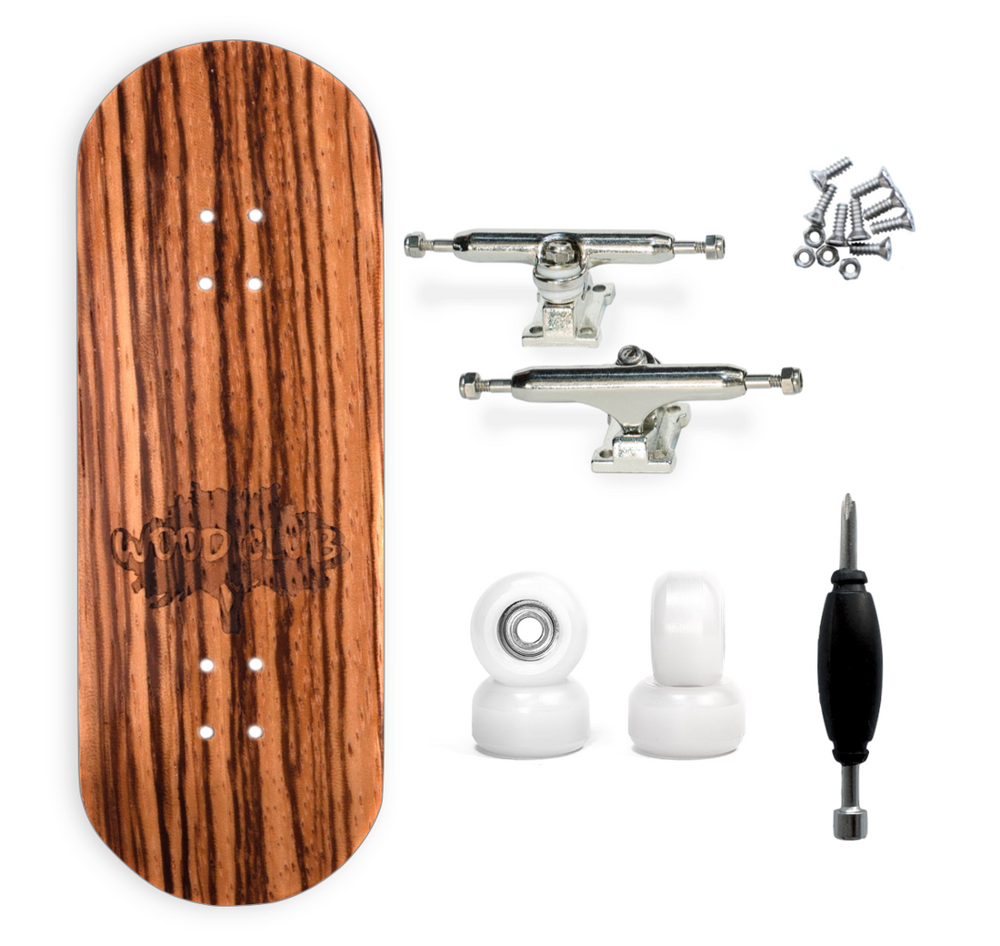 WoodClub Wooden Fingerboard 34mm - Natural Zebra