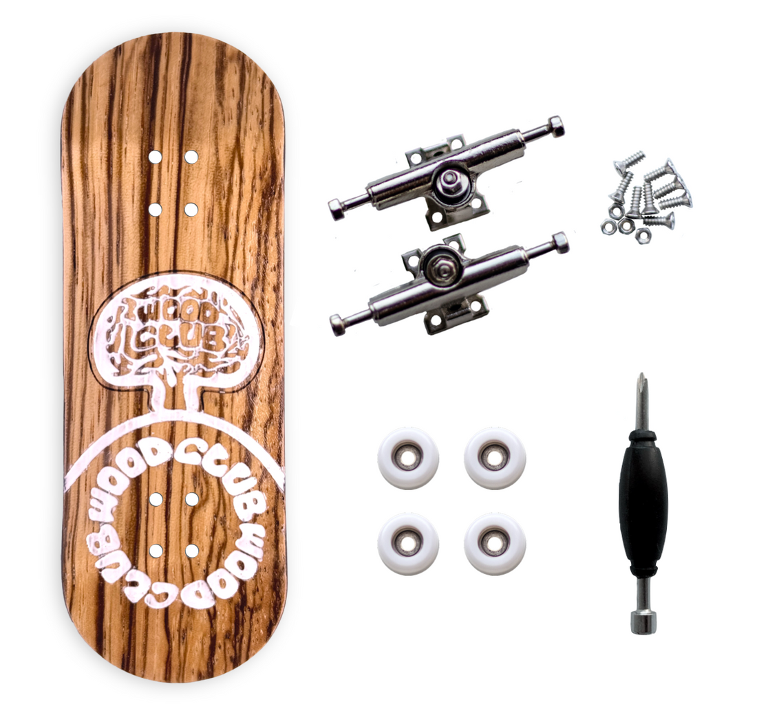 WoodClub Wooden Fingerboard 32mm - "Zebra Pop"