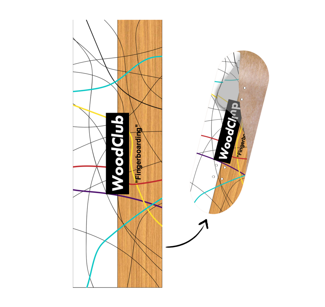 WoodClub Graphic Deck Wrap - "WOOD LINES" - Wooden Fingerboards